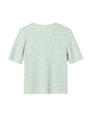 Pearl‑Button Ribbed Knit Short‑Sleeve Top