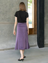 Purple Textured Satin Mermaid Midi Skirt