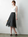 Elegant Lace Pleated A-Line Skirt