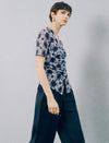 Blue Checked Ruched Front Top