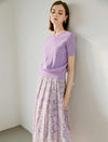 Floral Chiffon Pleated A-Line Skirt