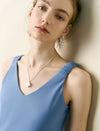 Solid Color V-Neck Slip Maxi Dress