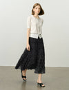 Chiffon Black Polka Dot Tiered Midi Skirt