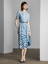 Light Blue Polka Dot Pleated Midi Dress