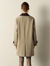 Contrast-Trim Trench Coat
