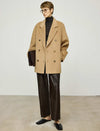 Wool-Cashmere Blend Double-Breasted Short Coat