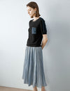 Solid Color Pleated Midi Skirt