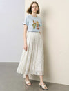 Sequin Floral Lace Midi Skirt