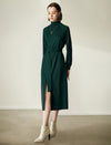 Knit Turtleneck Long Sleeve Belted Dress