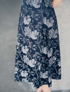 Navy Floral Pearl Trim Round Neck Sleeveless Dress