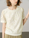 Cream Floral Lace Short Sleeve Top