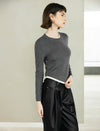 Colorblock Long Sleeve Layered-Look Asymmetric Split-Hem Top