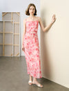 100% Mulberry Silk Watercolor Cowl Neck Maxi Dress