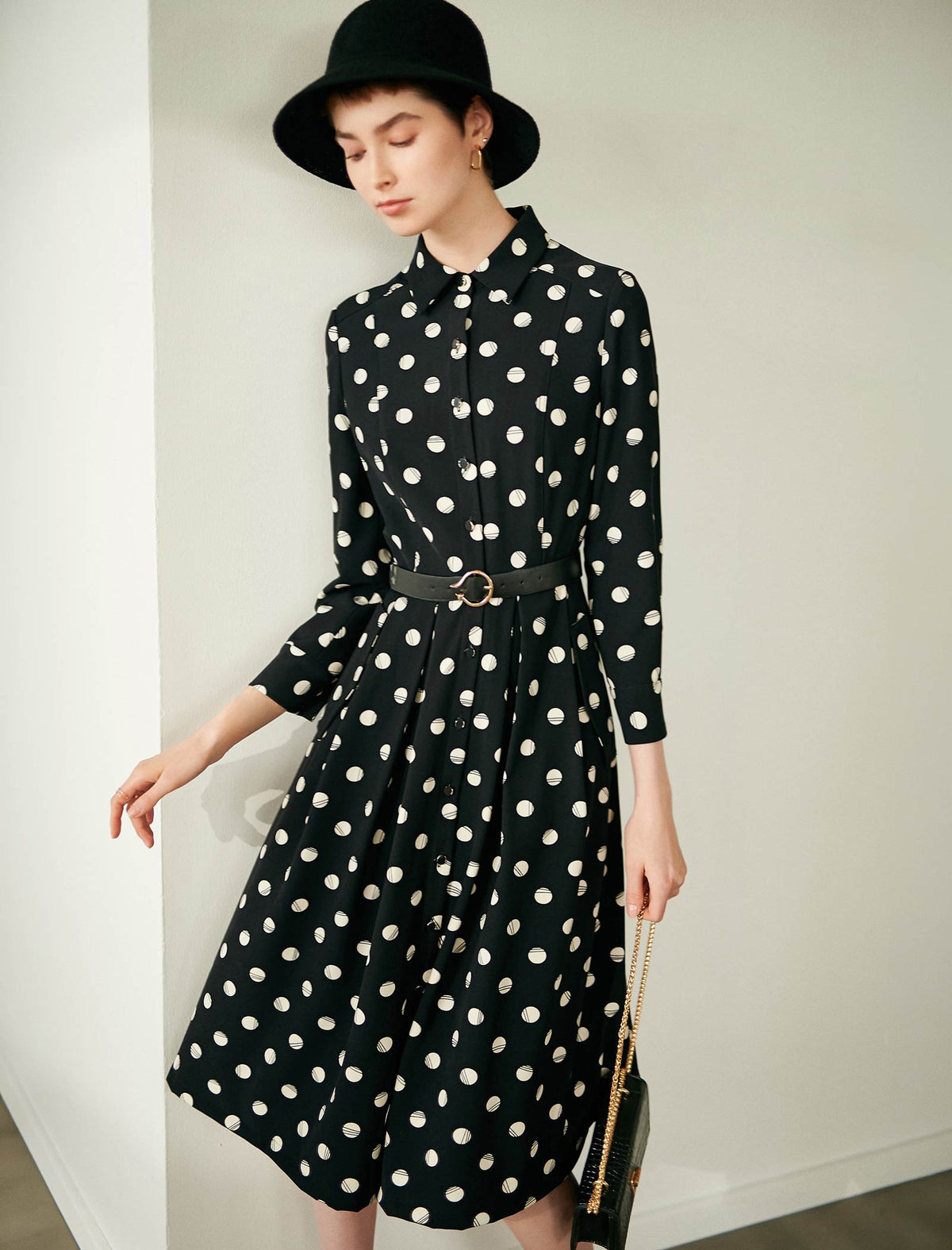 Polka-Dot Shirt Dress