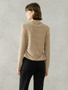 Ruched Slim Fit Mock Neck Long-Sleeve Knit Top