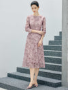 Dusty Pink Beaded Lace Midi Dress