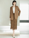Camel Belted Notched-Lapel Blazer