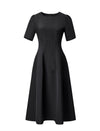 Black Puff Sleeve Midi Dress