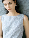 Silver Grey Sequin Jacquard Midi Sheath Dress