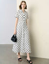 Polka Dot Waist Tie Shirt Dress