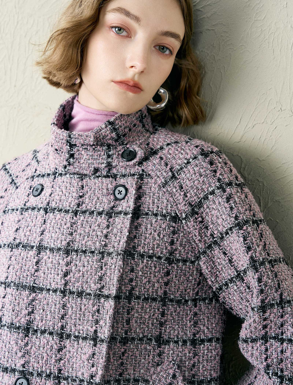 Tweed Plaid Wool-Blend Jacket