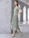 Wavy Openwork Tencel Linen Henley Knit Top