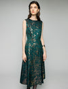 Jacquard Crewneck Sleeveless A-Line Midi Dress