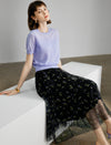 Lavender Scalloped Short Sleeve Knit Top