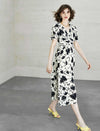 V-Neck Floral Waist-Cinched Dress