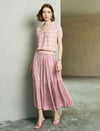 Striped Butterfly Embroidery V-Neck Tencel Blend Knit Cardigan Top