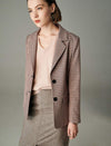 Plaid Button-Front Fitted Blazer