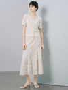 Ivory Floral Lace Midi A-Line Skirt