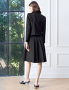 Black Pleated Knee-Length A-Line Skirt