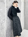 High Waist Lace‑Trim A‑Line Midi Skirt