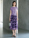 Tie-Dye Pleated Midi Skirt