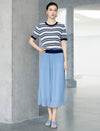 Tencel Striped Short-Sleeve Knit Top
