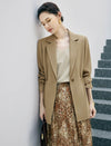 Notched Lapel Drawstring Waist Long Sleeve Jacket