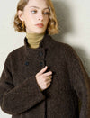 Textured Wool-Alpaca Blend Stand Collar Long Coat