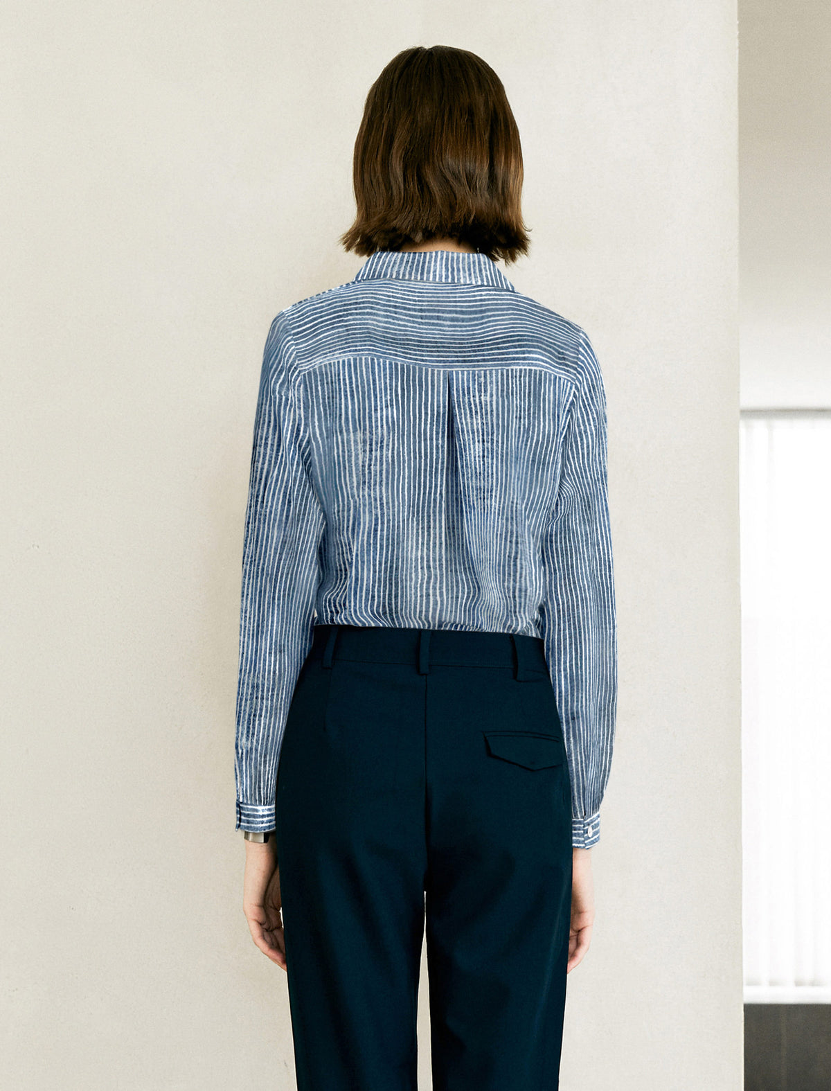 Striped Pocket Detail Long Sleeve Shirt