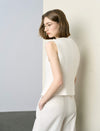 Clean Tailored Cream White V-Neck Button Front Vest