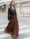 Coffee Pleated Maxi Skirt