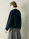 Wool-Blend Button Front Short Coat