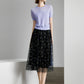 Black Mesh Floral Midi Skirt