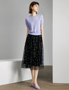 Black Mesh Floral Midi Skirt