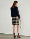 Wool Blend Plaid Long Sleeve Zip-Front Jacket