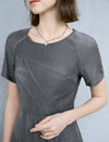 Gray Asymmetrical Hem Midi Dress