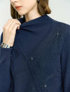 Wool Blend Mock Neck Jacquard Knit Sweater