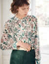Floral Gathered Detail Mock-Neck Blouse