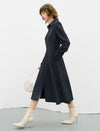 Solid Long Sleeve Pocket A-Line Dress