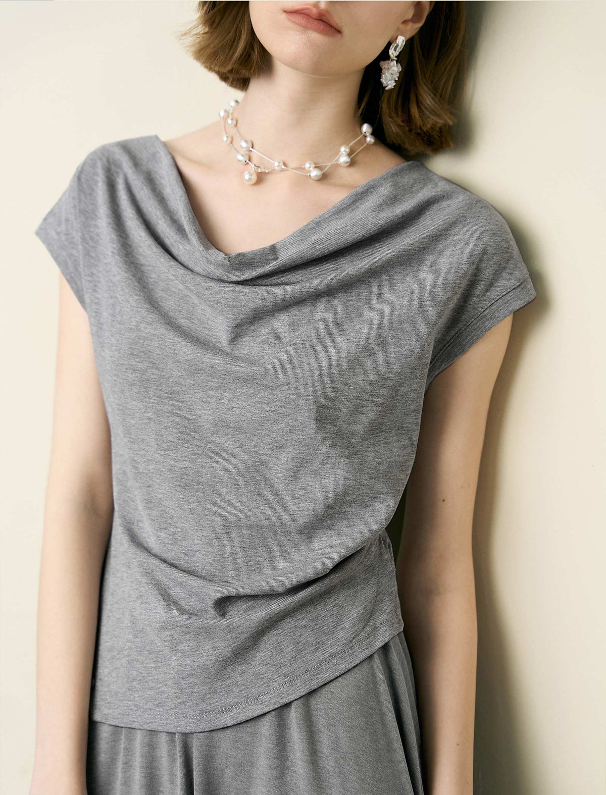 Off-the-Shoulder Draped Knit Top